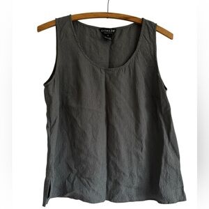 Citron Santa Monica Silk Textured Tank Top Womens Small Gray Cami Tapered Shell